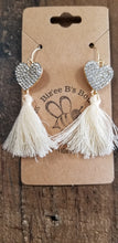 Load image into Gallery viewer, Crystal Heart/Fringe Earrings