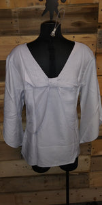 Solid V-Neck Bowknot 3/4 Open Sleeve Shirt MT1104