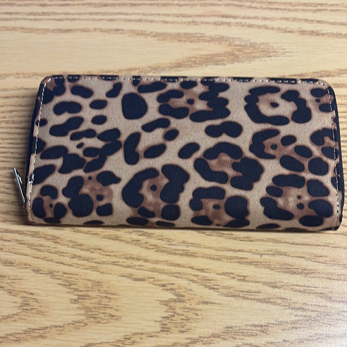 Brown Leopard Print Zipper Wallet