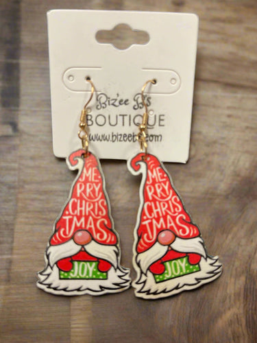 Gnome Christmas Wooden Earrings