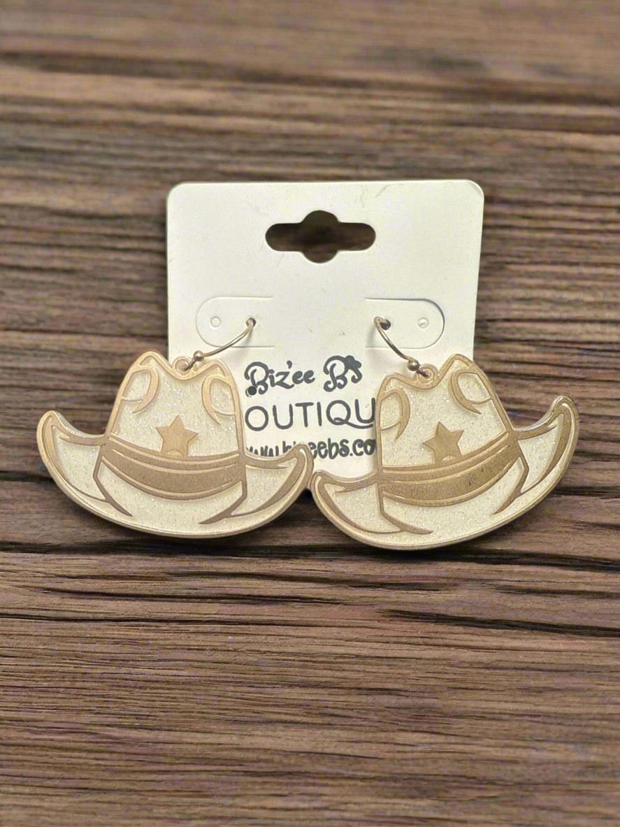 Glitter Cowboy Hat Earrings