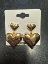 Load image into Gallery viewer, Double Heart Dangle Earrings