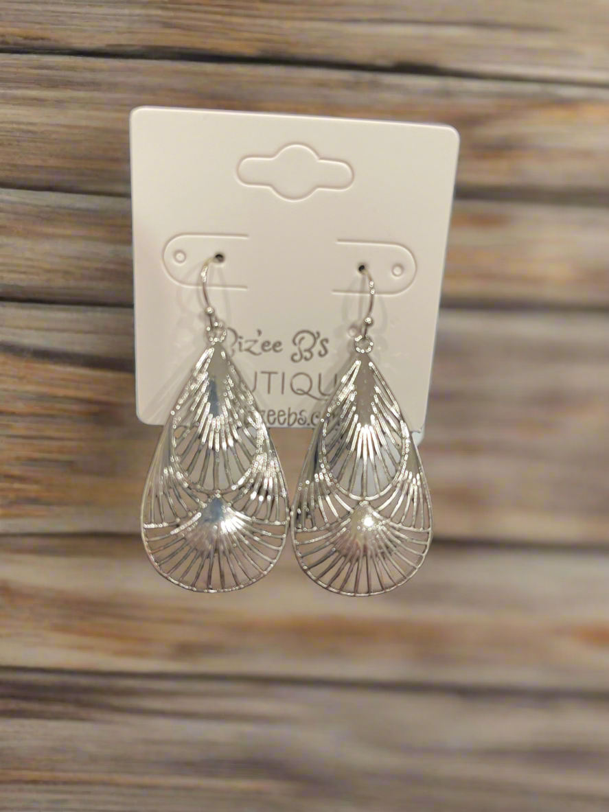 Designed Teardrop Metal Earrings