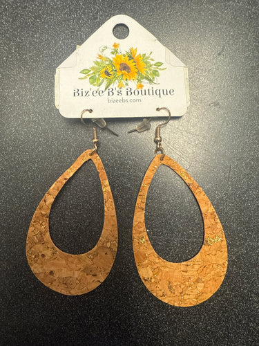 Open Teardrop Cork Earrings