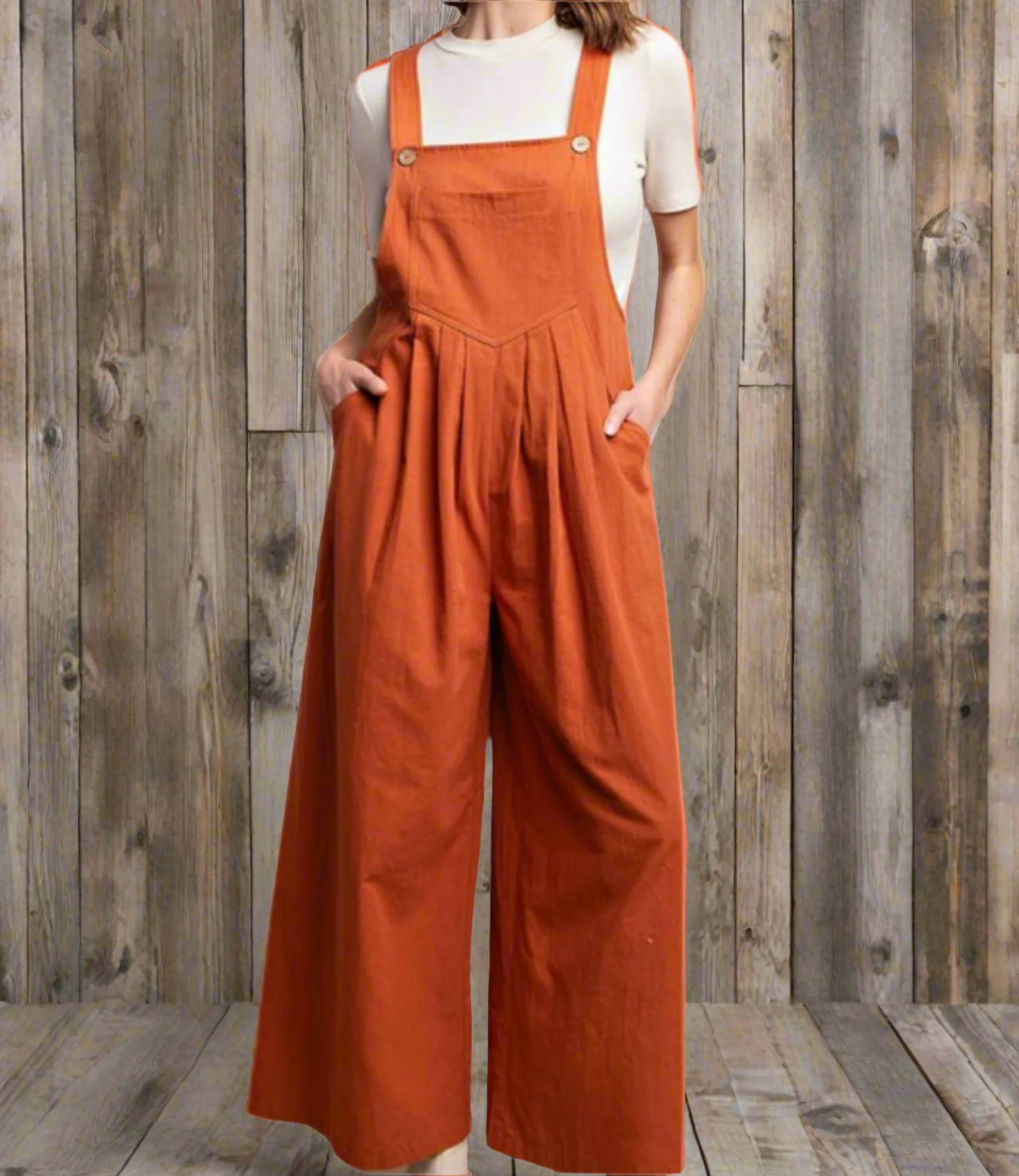 Pintuck Detail Overall with Side Pockets