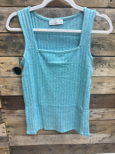 Ribbed Square Neck Sleeveless Top