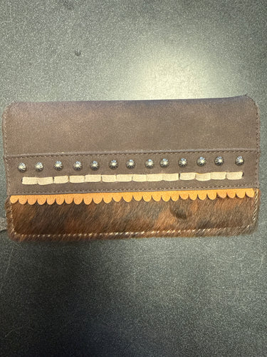 Trinity Ranch Hair-On Studded Secretary Wallet