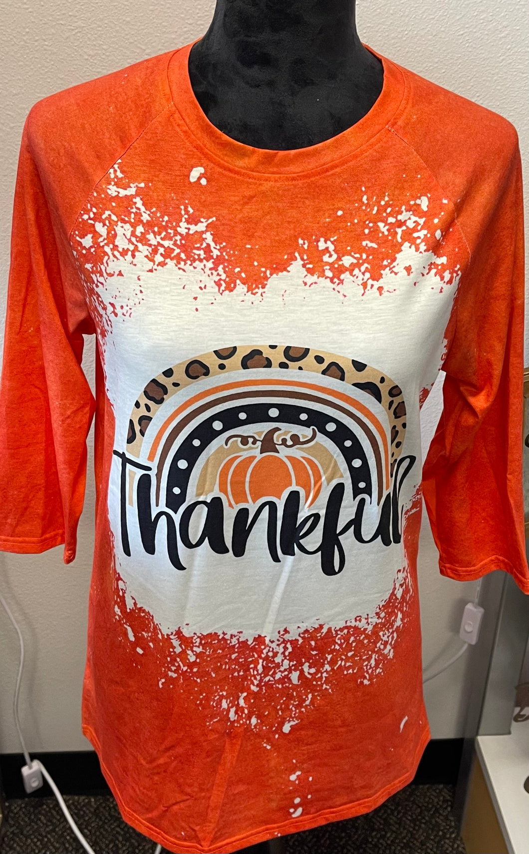 Orange Thankful 3/4 Sleeve Shirt