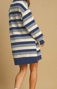 Stripe Half Zip Up Dress