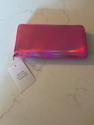 Neon Holographic Single Zipper Wallet