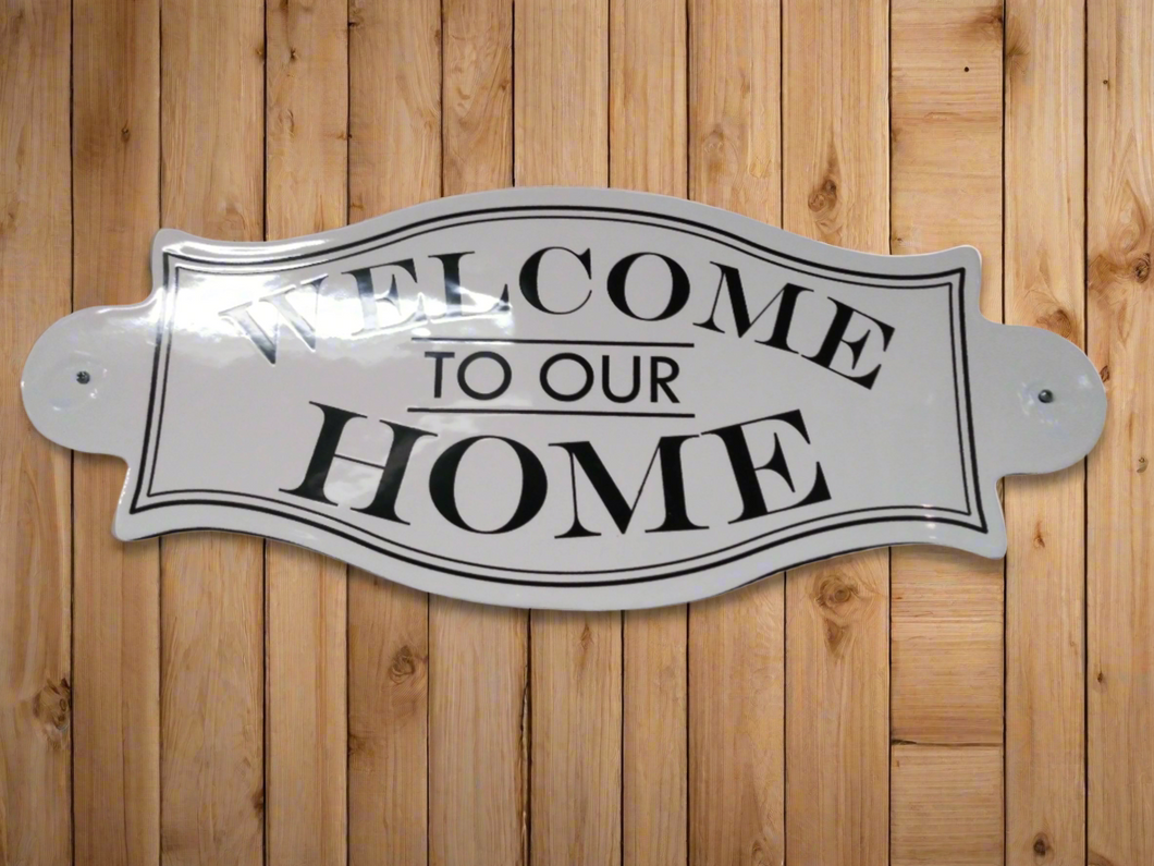 White Metal/wood Plaque Welcome Home