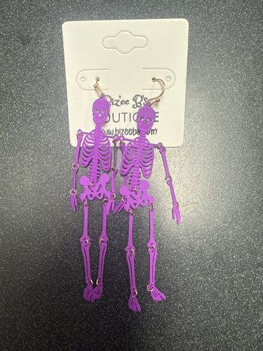 Purple Skeleton Earrings