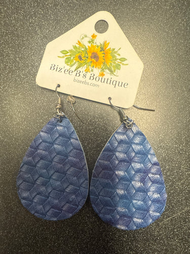 Leather Textured Teardrop Earrings