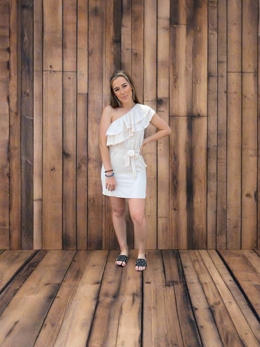 One Shoulder Ruffles Mini Dress