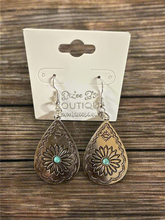Load image into Gallery viewer, Silver with Turquoise Stone Earrings