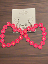 Load image into Gallery viewer, Floral Heart &amp; Rhinestone Earrings