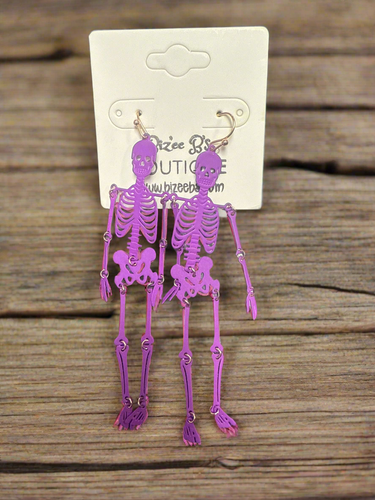 Purple Skeleton Earrings