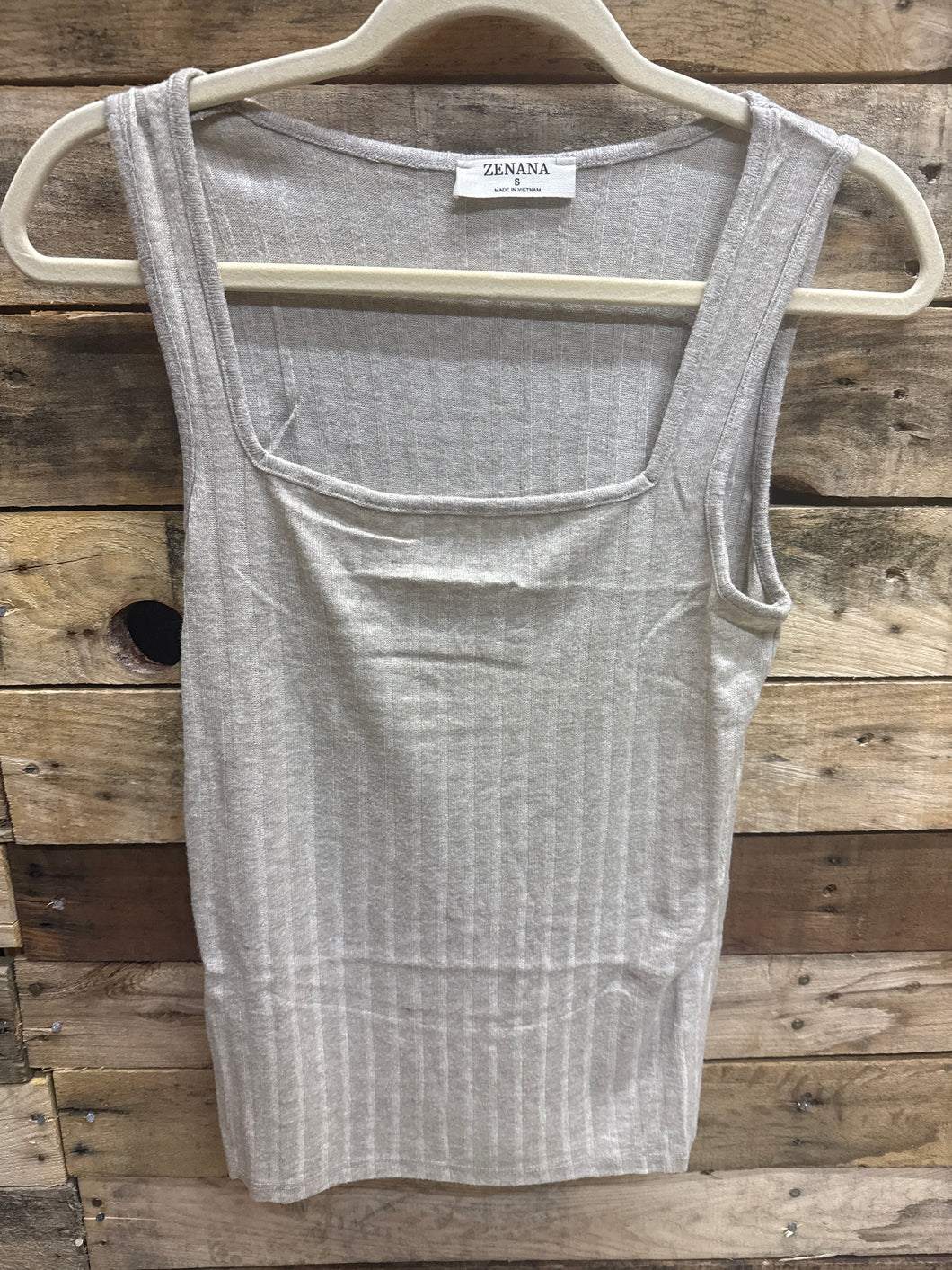 Ribbed Square Neck Sleeveless Top