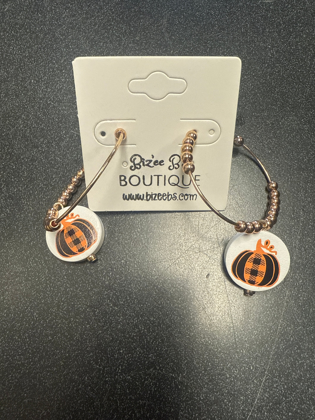 Plaid Pumpkin Hoop Earrings