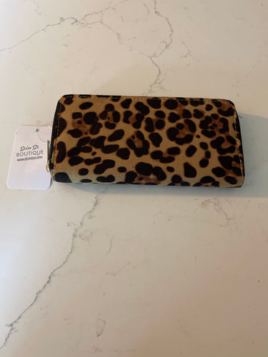 Brown Leopard Print Zipper Wallet