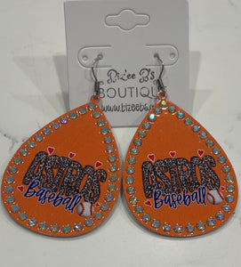 Astros Rhinestone Teardrop Earrings