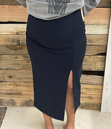 Solid Skirt with slight front slit