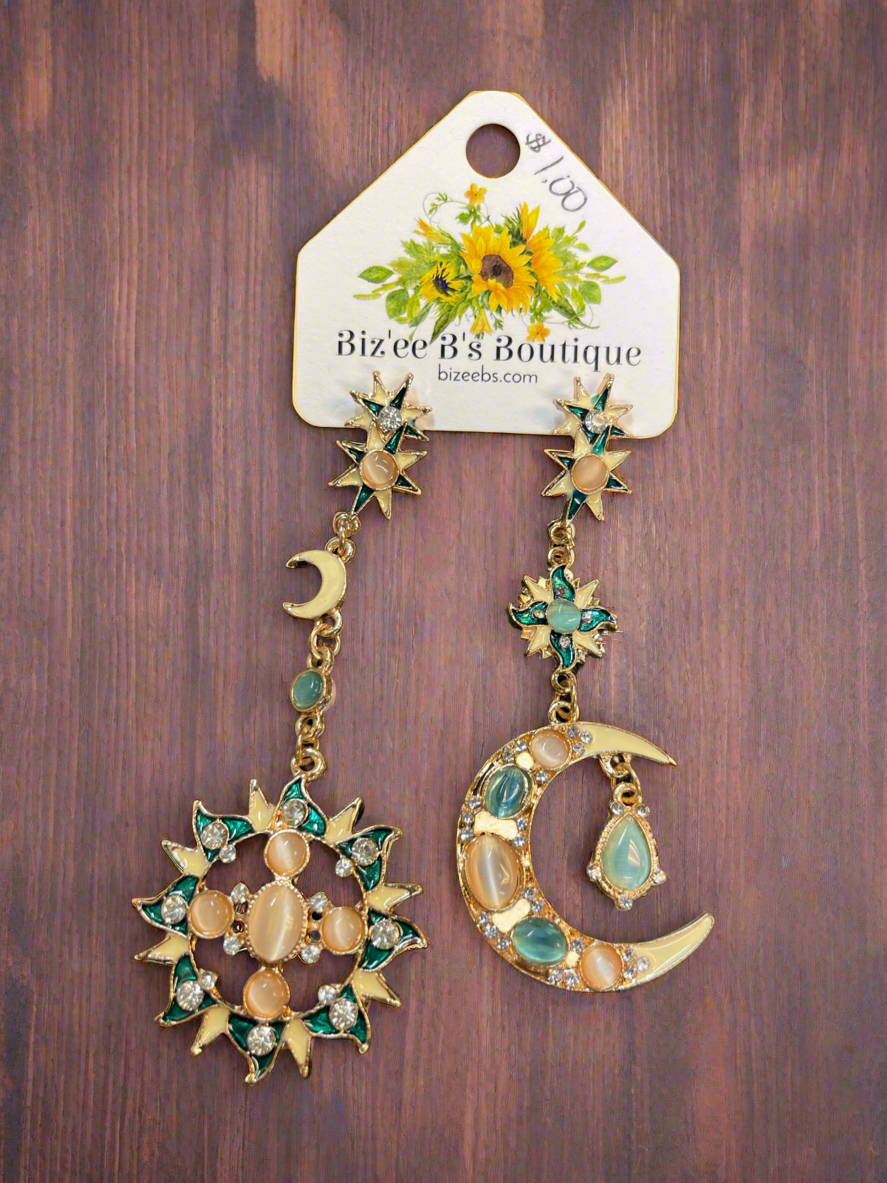 Sun and Moon Dangle Earrings