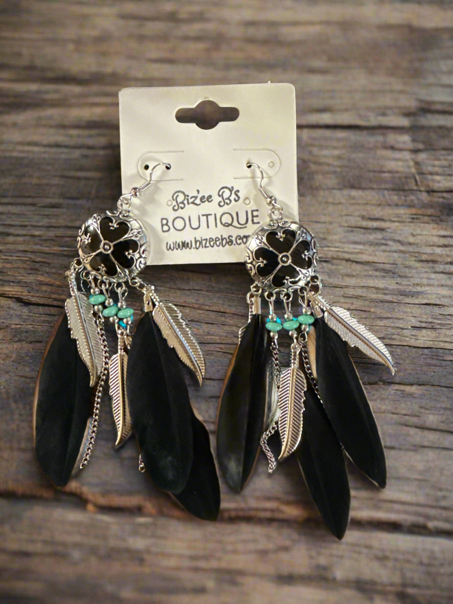 Black and Silver Dream Catcher Earrings