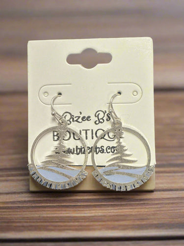 Silver Merry Christmas Earrings