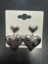 Load image into Gallery viewer, Double Heart Dangle Earrings