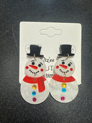 Pearlescent Snowman Earrings