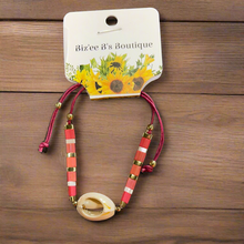 Load image into Gallery viewer, Tile Bead Cowrie Shell Adjustable Cord Bracelet BB00426
