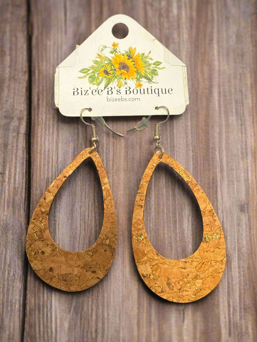 Open Teardrop Cork Earrings