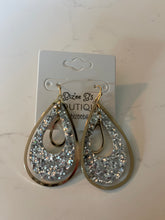 Load image into Gallery viewer, Gold &amp; Faux Leather Teardrop Earrings