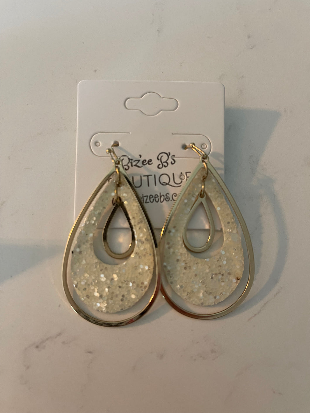 Gold & Faux Leather Teardrop Earrings