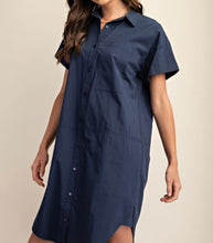 Load image into Gallery viewer, Oversized Button Down Shirt Dress with Short Sleeve