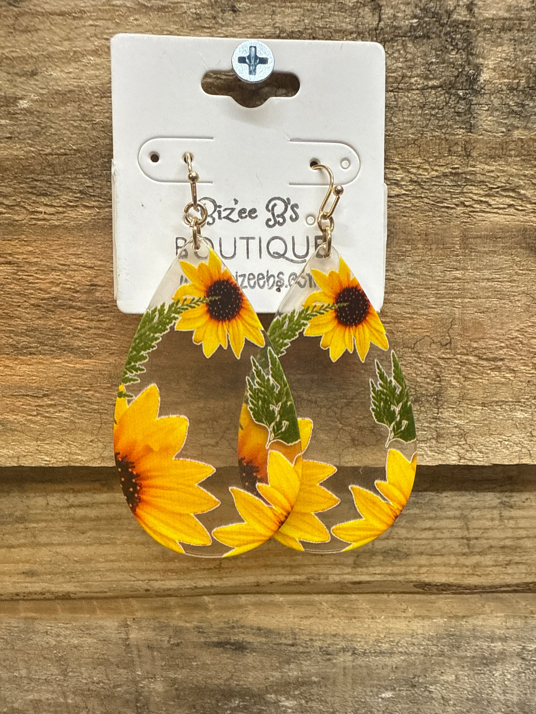 Sunflower Pattern Teardrop Earrings