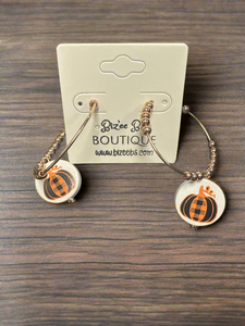 Plaid Pumpkin Hoop Earrings