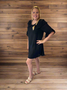 Ruffle Sleeve V-Neck Umgee Dress B2021 Black / Medium Ruffle Sleeve V-Neck Umgee Dress B2021 Black / Medium