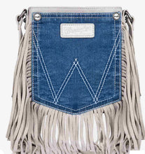 Load image into Gallery viewer, Wrangler Leather Fringe Jean Denim Pocket Crossbody