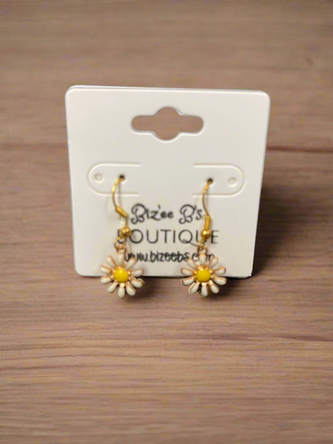 Gold Dangle Daisy Earrings