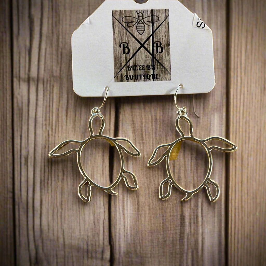 Silvertone Turtle Earrings