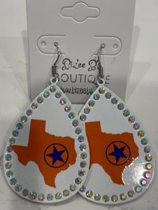 Astros Rhinestone Teardrop Earrings