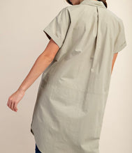 Load image into Gallery viewer, Oversized Button Down Shirt Dress with Short Sleeve