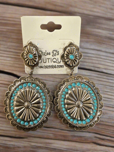 Large Silver and Turquoise Earrings