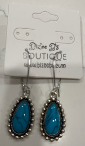 Dangle Drop Down Turquoise Stone Earrings