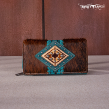 Load image into Gallery viewer, Trinity Ranch Hair-On Cowhide and Turquoise Wallet