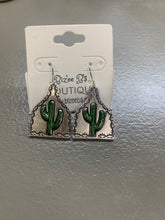 Load image into Gallery viewer, cactus cow ear tag earrings