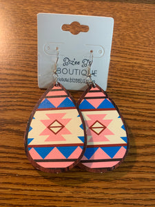 Pink, Blue Aztec earrings