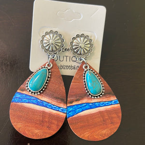 Concho and Faux Leather Earrings